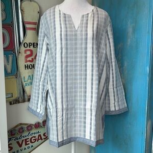 UNTUCKit Blue Romagana Striped Tunic Top